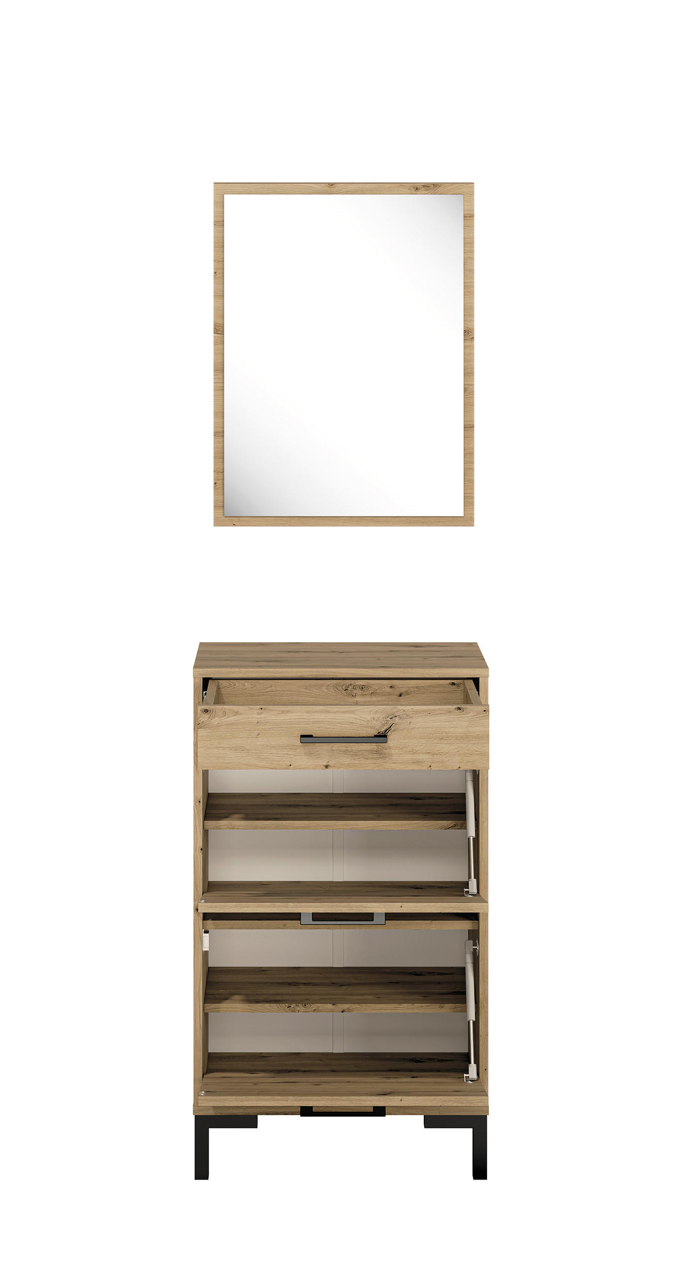 GARDEROBE Nevio Artisan Eiche 2-teilig - Eiche Artisan/Braun, Holz/Holzwerkstoff (55/159/34cm) - Feldmann-Wohnen
