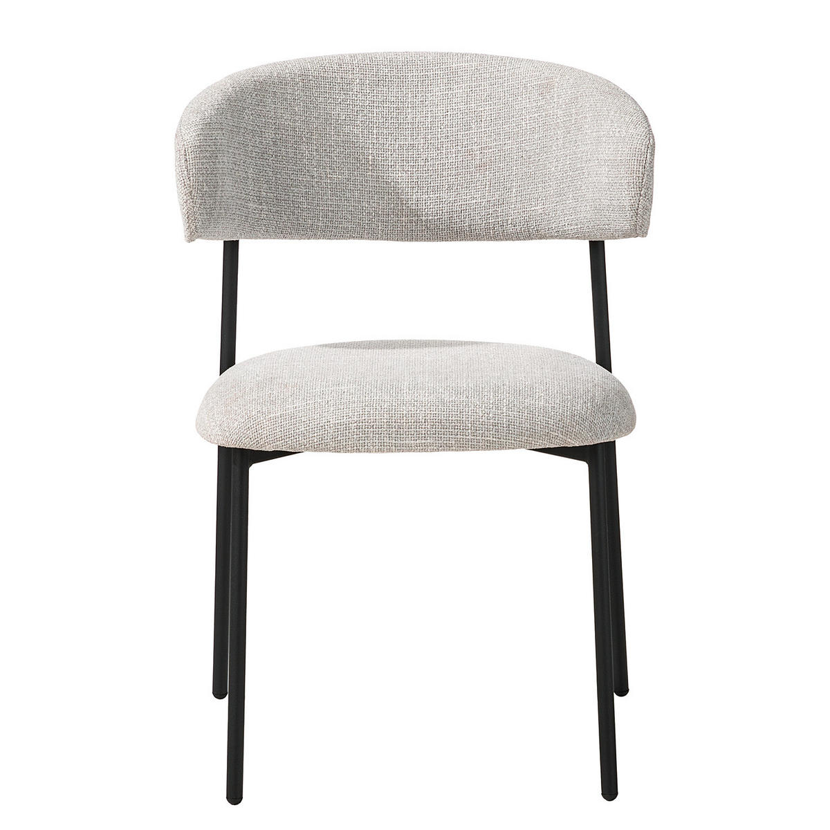 POLSTERSTUHL - 2er-Set - Strukturstoff / Edelstahl - Hellgrau/Schwarz, Textil/Metall (55/79/58cm) - home24
