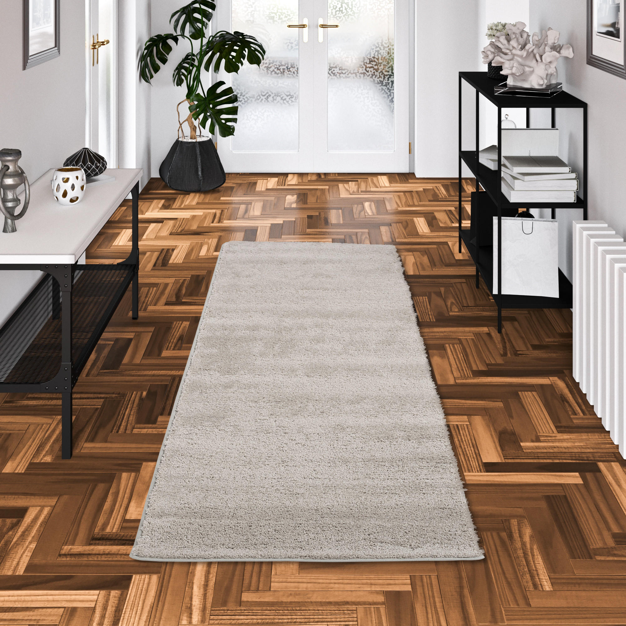 HOCHFLOR SHAGGY LÄUFER TEPPICH PALACE - Grau, Textil (80/320cm) - Snapstyle