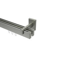 INNENLAUF-GARDINENSTANGEN-SET Smartline Paxo 320 cm (geteilt in 2 x 160 cm), 2-läufig, 14x35 mm Edelstahl-Optik - Edelstahlfarben, Metall (320cm) - INTERDECO