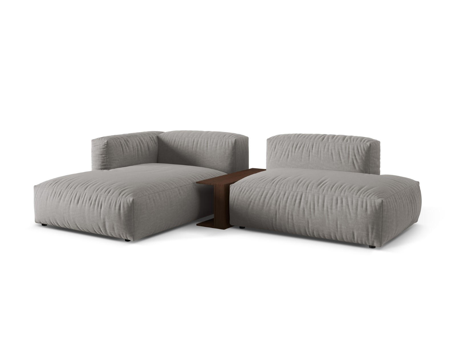 ECKSOFA modular links Martina aus strukturiertem Stoff hellgrau 2 Sitzplätze - Hellgrau, Textil (176/285cm) - Micadoni