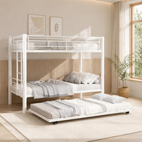 ETAGENBETT 90/190 mit Sicherheitsgeländern und Leiter aus Metall - Weiß, Holzwerkstoff (90/190cm) - EVRYAE