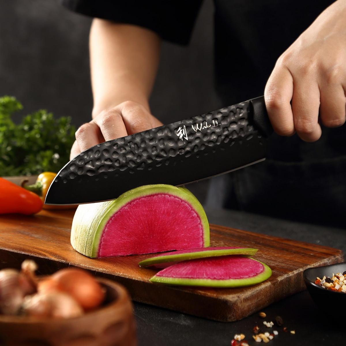 SANTOKUMESSER 18 cm - Schwarz, Metall (31cm) - Wakoli