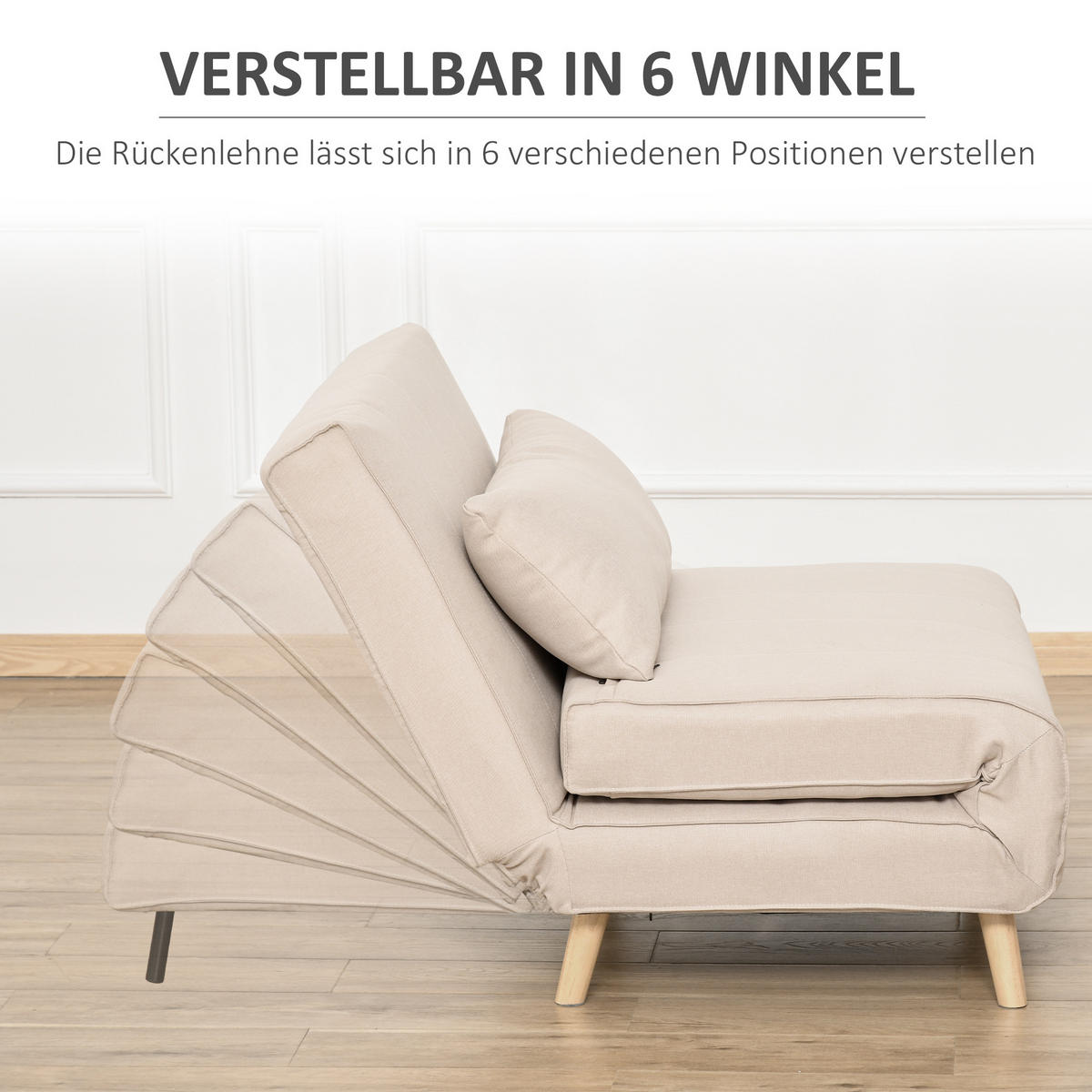 SCHLAFSESSEL, Leinenimitat, Cremeweiß - Creme, Textil (78/80/94cm) - HOMCOM