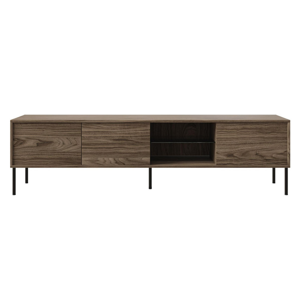 TV-SCHRANK Modivi Holzoptik Nussbaum 175 cm - Dunkelbraun/Schwarz, Holzwerkstoff/Metall (175/47.5/31.2cm) - Selsey