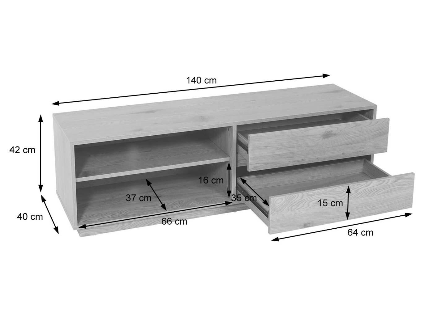 TV-RACK Eiche Dekor - Eichefarben, Holzwerkstoff (140/42/40cm) - MCW