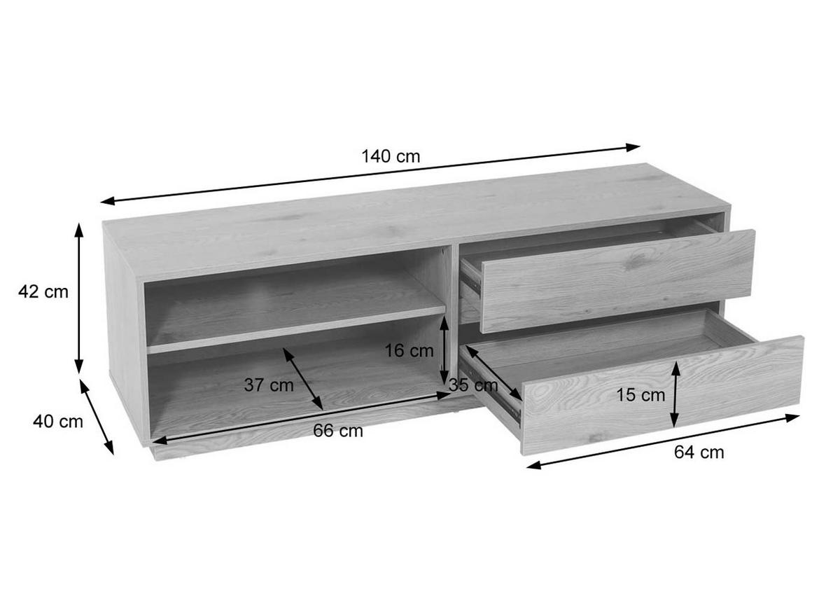 TV-RACK Eiche Dekor - Eichefarben, Holzwerkstoff (140/42/40cm) - MCW