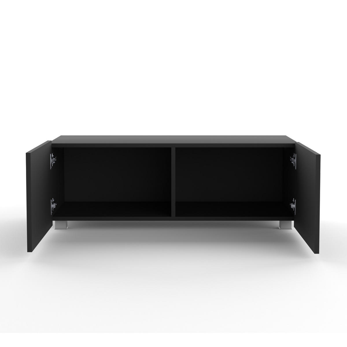 LOWBOARD Kavell mit 2 Türen, 100 cm, stehend/hängend, schwarz matt - Schwarz, Holzwerkstoff (100/37.5/43cm) - Beautysofa