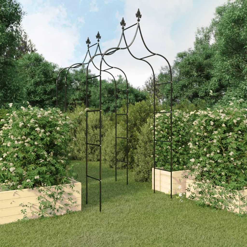 GARTENBÖGEN 2 Stk. Schwarz 120x38x260 cm Stahl - Schwarz, Metall (120/260/38cm) - furnicato
