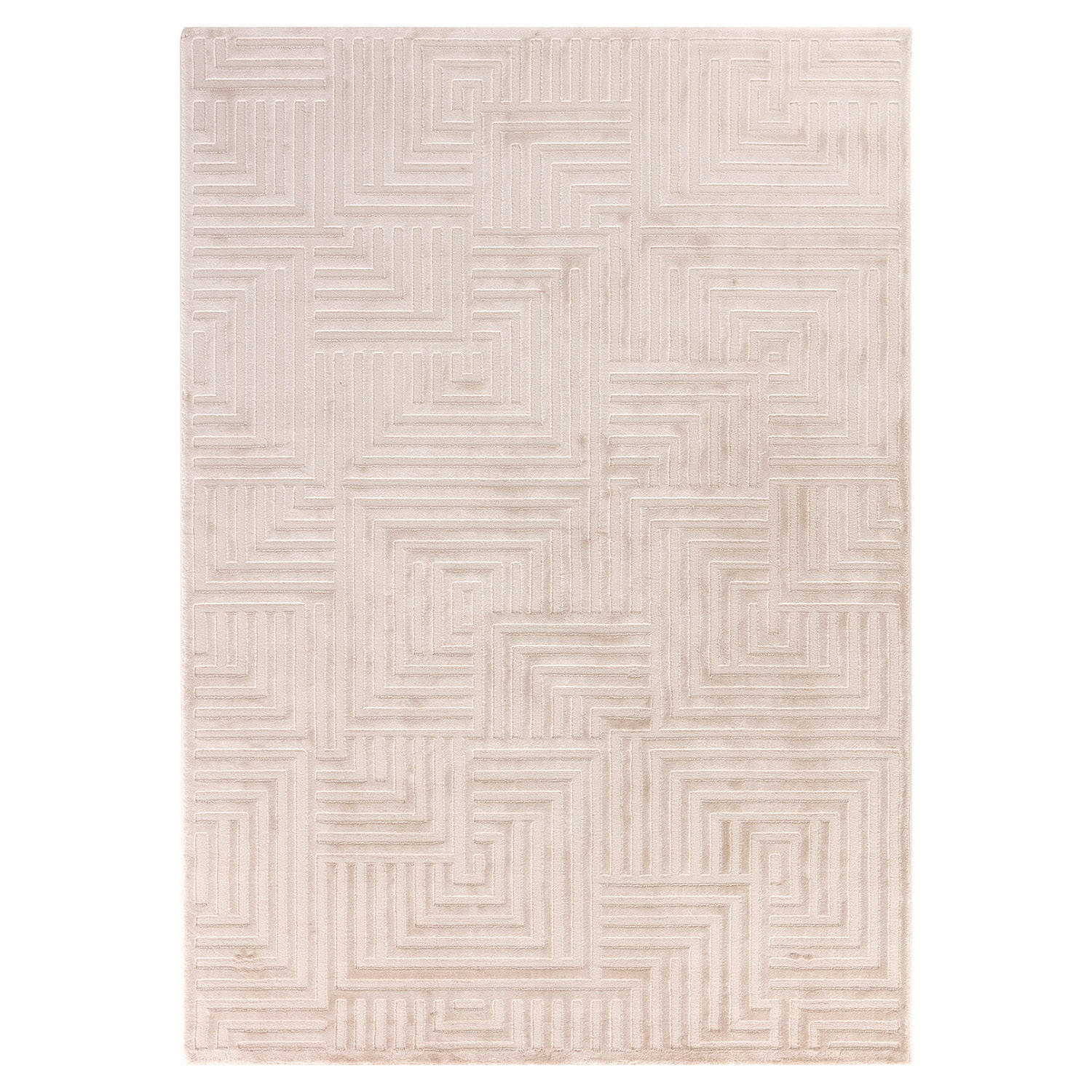 TEPPICH Flur 3D-Effekt Pflegeleicht Waschbar Wohnzimmer OEKO-TEX Beige 140x200 cm Gekettelt – ILLER - Beige, Textil (140/200cm) - KADIMA DESIGN
