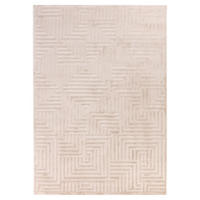 TEPPICH Flur 3D-Effekt Pflegeleicht Waschbar Wohnzimmer OEKO-TEX Beige 140x200 cm Gekettelt – ILLER - Beige, Textil (140/200cm) - KADIMA DESIGN