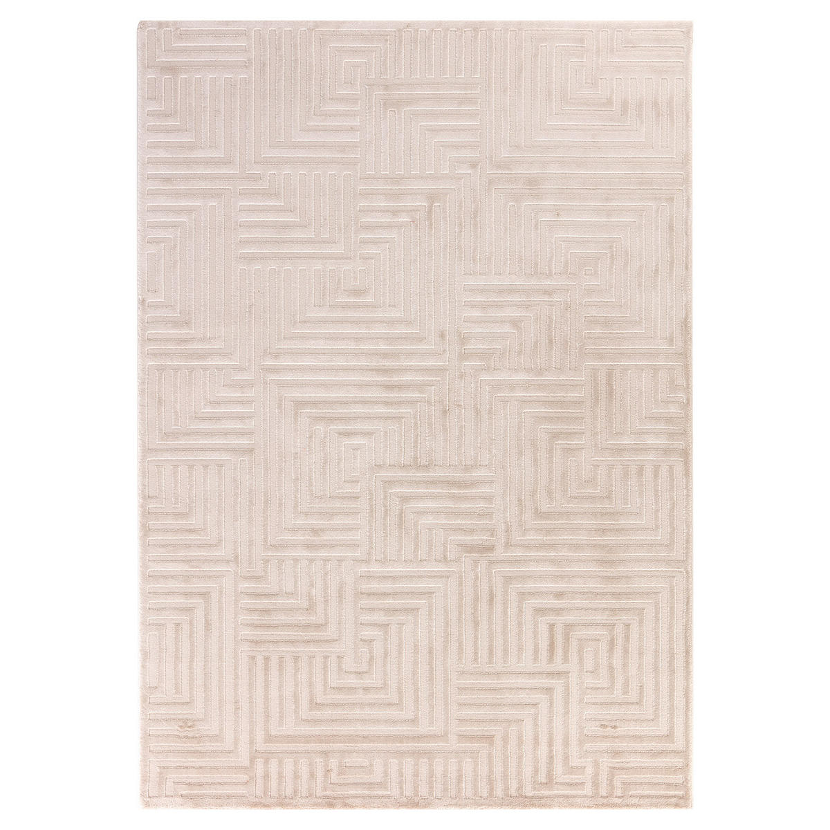 TEPPICH Flur 3D-Effekt Pflegeleicht Waschbar Wohnzimmer OEKO-TEX Beige 140x200 cm Gekettelt – ILLER - Beige, Textil (140/200cm) - KADIMA DESIGN