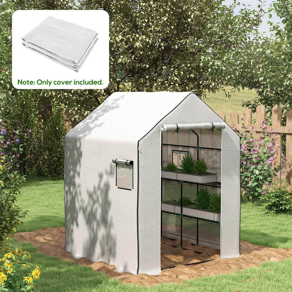 PE-FOLIE für Tomatenhaus, Treibhaus, Weiß, 140 x 143 x 190 cm - Weiß, Kunststoff (143/190/140cm) - Outsunny