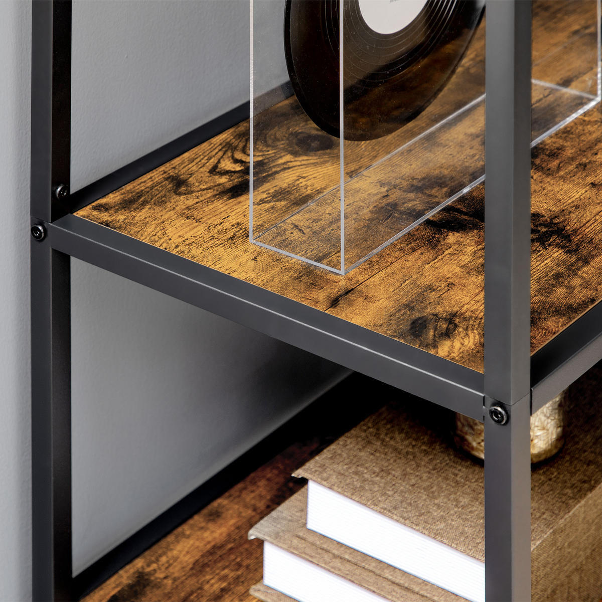 BÜCHERREGAL,7-STUFIG Industrie Holz-Stahl 83x34x180cm,braun - Braun, Holzwerkstoff (83/180/34cm) - Vallsero