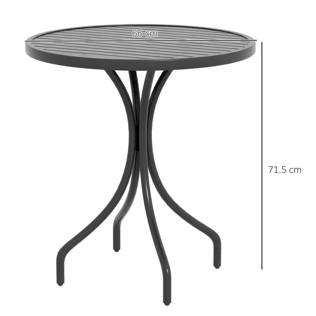 GARTENTISCH,RUND Stahllattenplatte Ø66x71,5cm,schwarz - Schwarz, Metall (66/66/71.5cm) - Vallsero