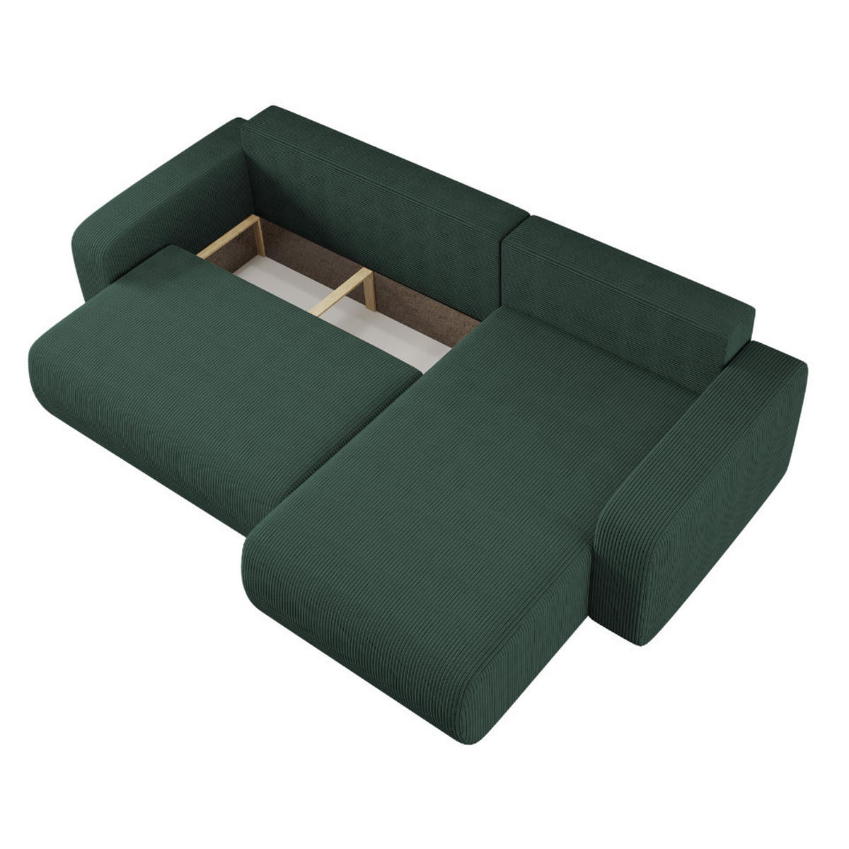 SCHLAFSOFA MILANO XL und bettkasten stoff Poso Dicker Cord Grün Rechts - Grün, Holz (274/82/145cm) - Kaiser Möbel