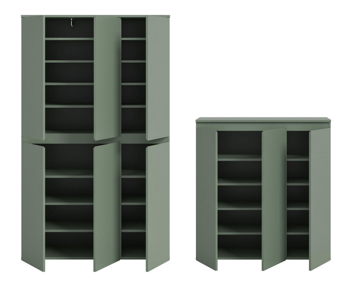 UNIVERSALSCHRANK SCARPA (B/H/T: ca. 235/175/37 cm) in Smoke Green/Smoke Green - Dunkelgrün, Holzwerkstoff (235/175/37cm)