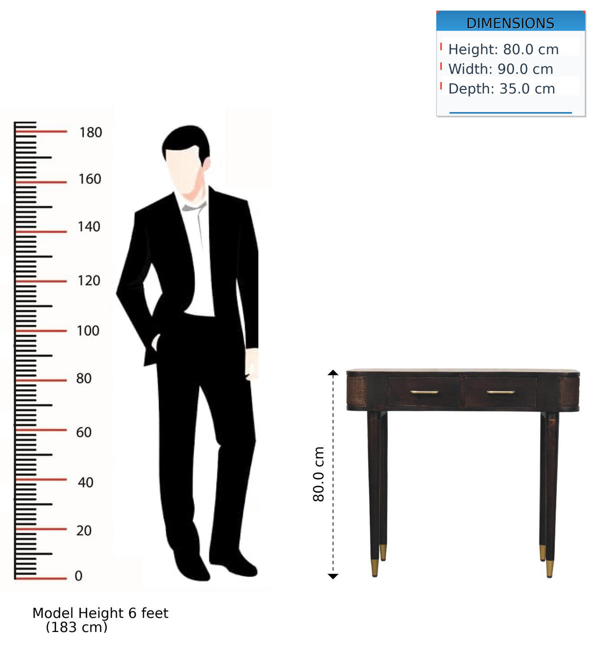 KONSOLENTISCH mit Samt-Mokka-Finish, 2 Schubladen, dunkelbraun - Dunkelbraun, Holz (35/90/80cm) - Artisan Furniture