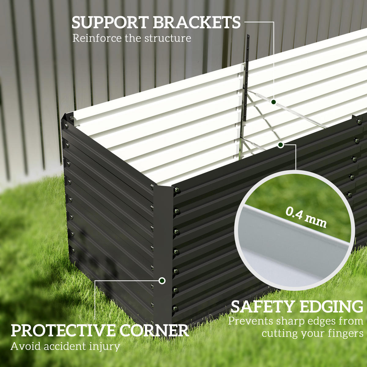 HOCHBEET, 240L x 60B x 60H cm - Dunkelgrau, Metall (60/60/240cm) - Outsunny