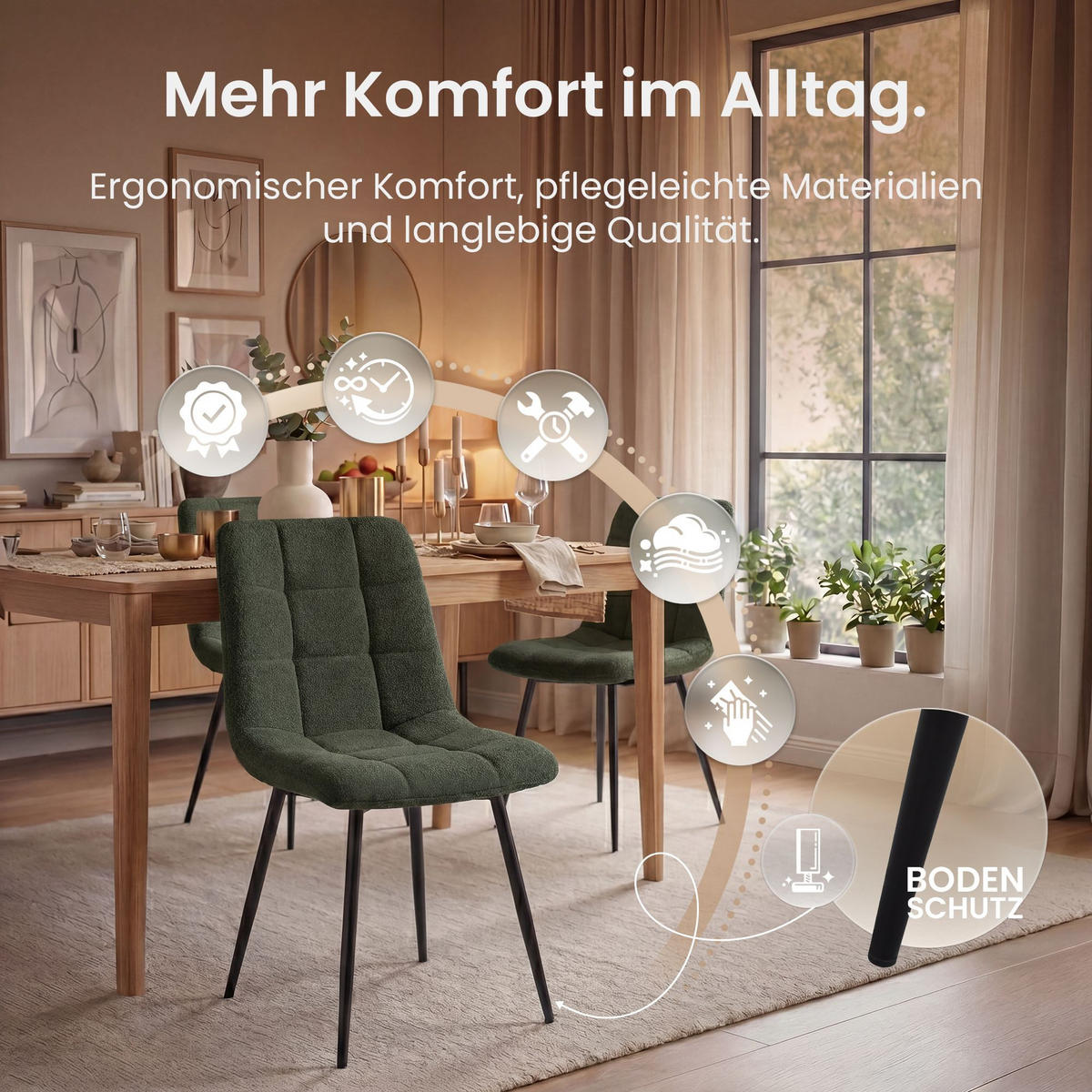 ESSZIMMERSTUHL Stoff Grün - Schwarz/Grün, Textil/Metall (45/84/55cm) - CLP