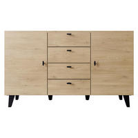 KOMMODE Vurkizo 150 2D4SZ - Eichefarben/Schwarz, Holzwerkstoff/Kunststoff (151/90/40cm) - MIRJAN24