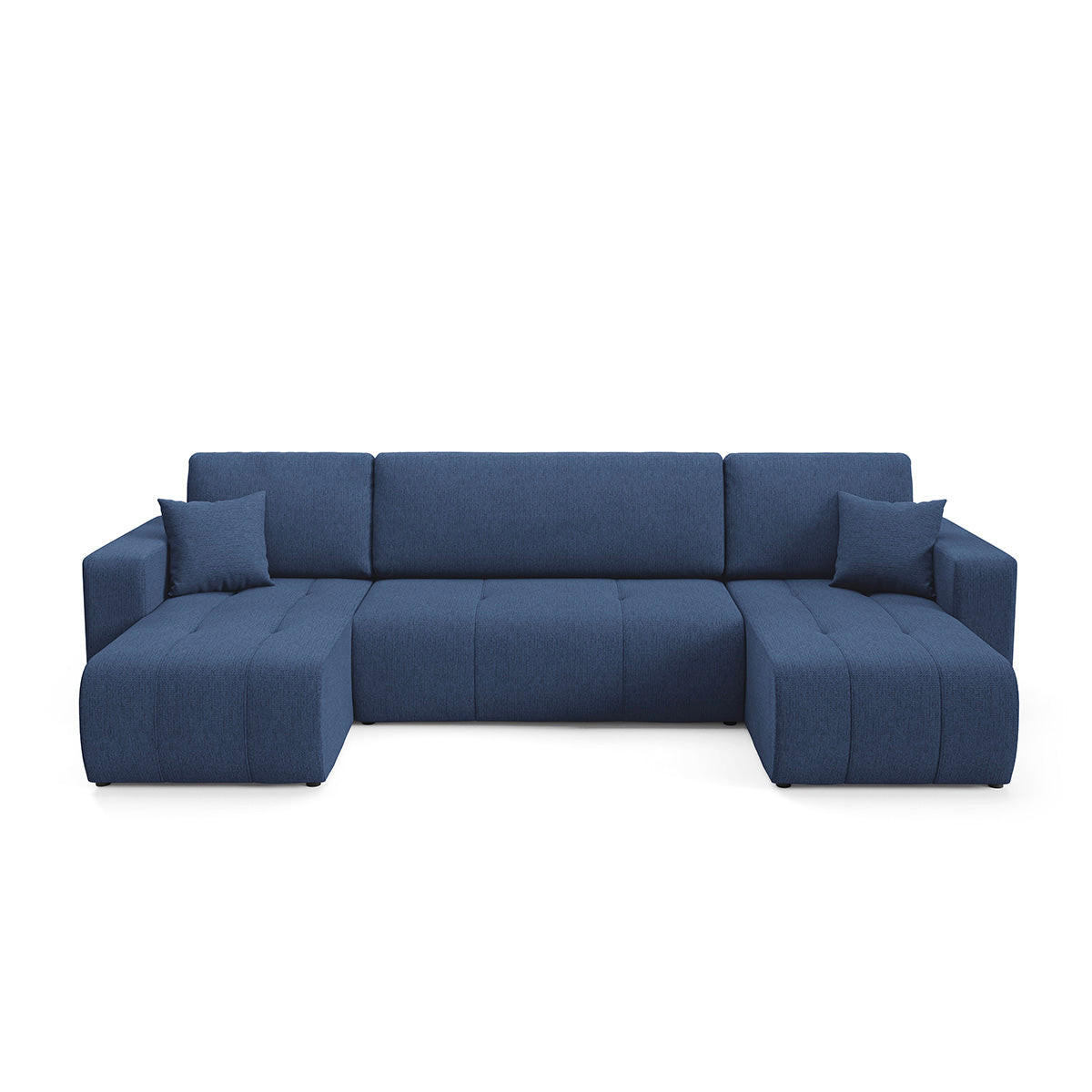 PANORAMASOFA Vasco 5 Sitzplätze Blau - Blau, Holz (318/88/145cm) - Petits-meubles