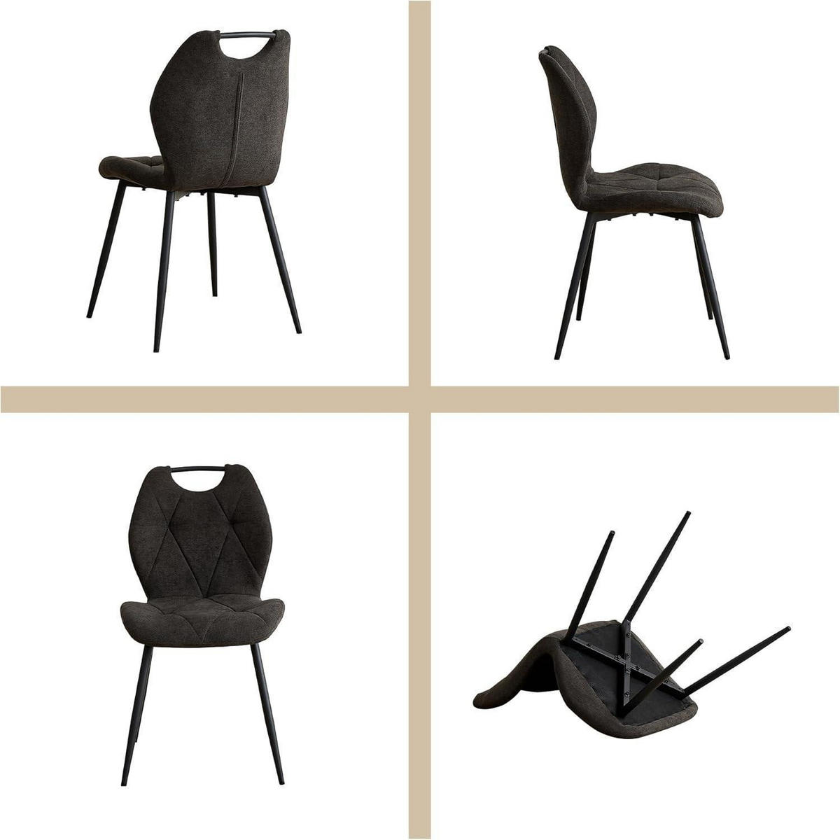 ESSZIMMERSTUHL 2er-Set Stoff Schwarz - Anthrazit, Textil (44/86/48cm)