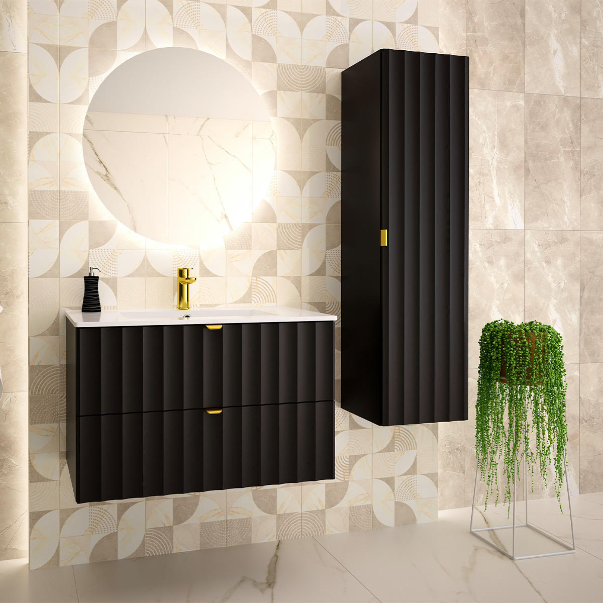 WASCHTISCH 80cm Lexa Schwarz - Schwarz, Holzwerkstoff (80/50/45.8cm) - Petits-meubles