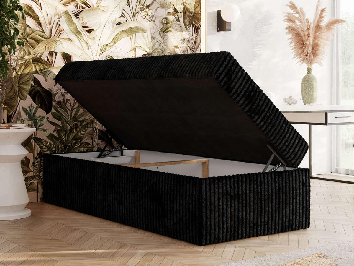 BOXBETT ZERO 90/200 - Schwarz Struktur - H4 - Topper Visco - Schwarz, Textil (90/200cm) - MKS