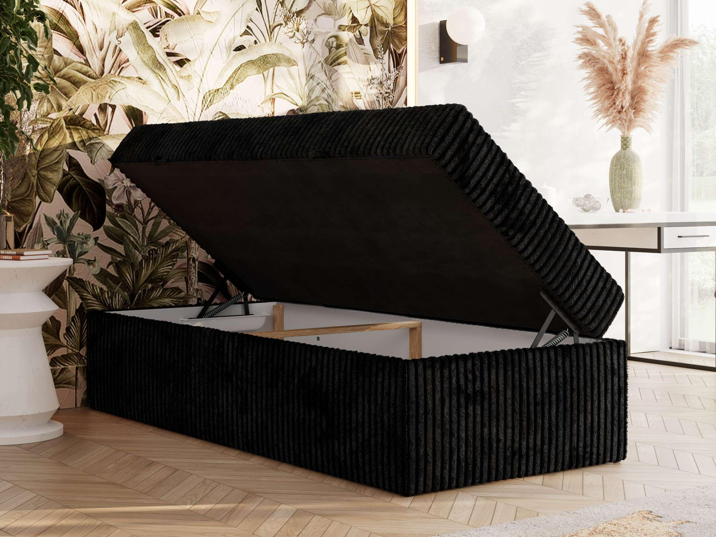 Thumbnail - MKS Boxbett, Schwarz, Textil, 1-Sitzer, H3, Rechteckig, 90x200 cm, Oeko-Tex®, Schlafzimmer, Betten, Boxspringbetten