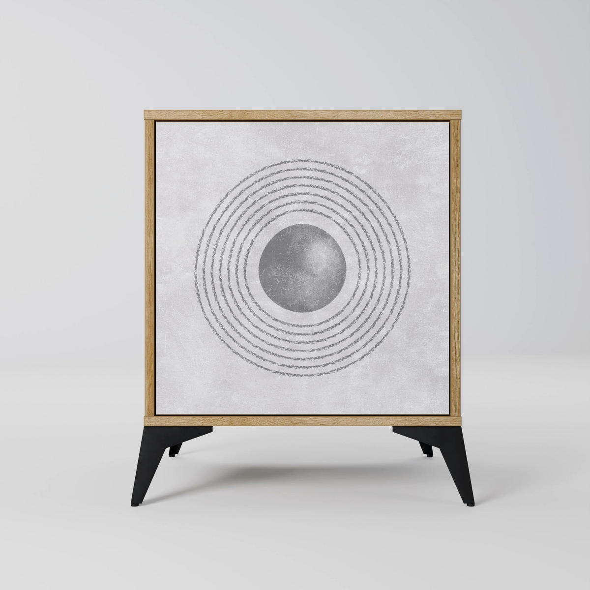 SIDEBOARD SOLID CIRCLES, Eichefarben, 57,5x42x75,5 cm, Goldfarbene Metallfüße - Eichefarben/Goldfarben, Holzwerkstoff/Metall (57.5/75.5/42cm) - SpaceRebels