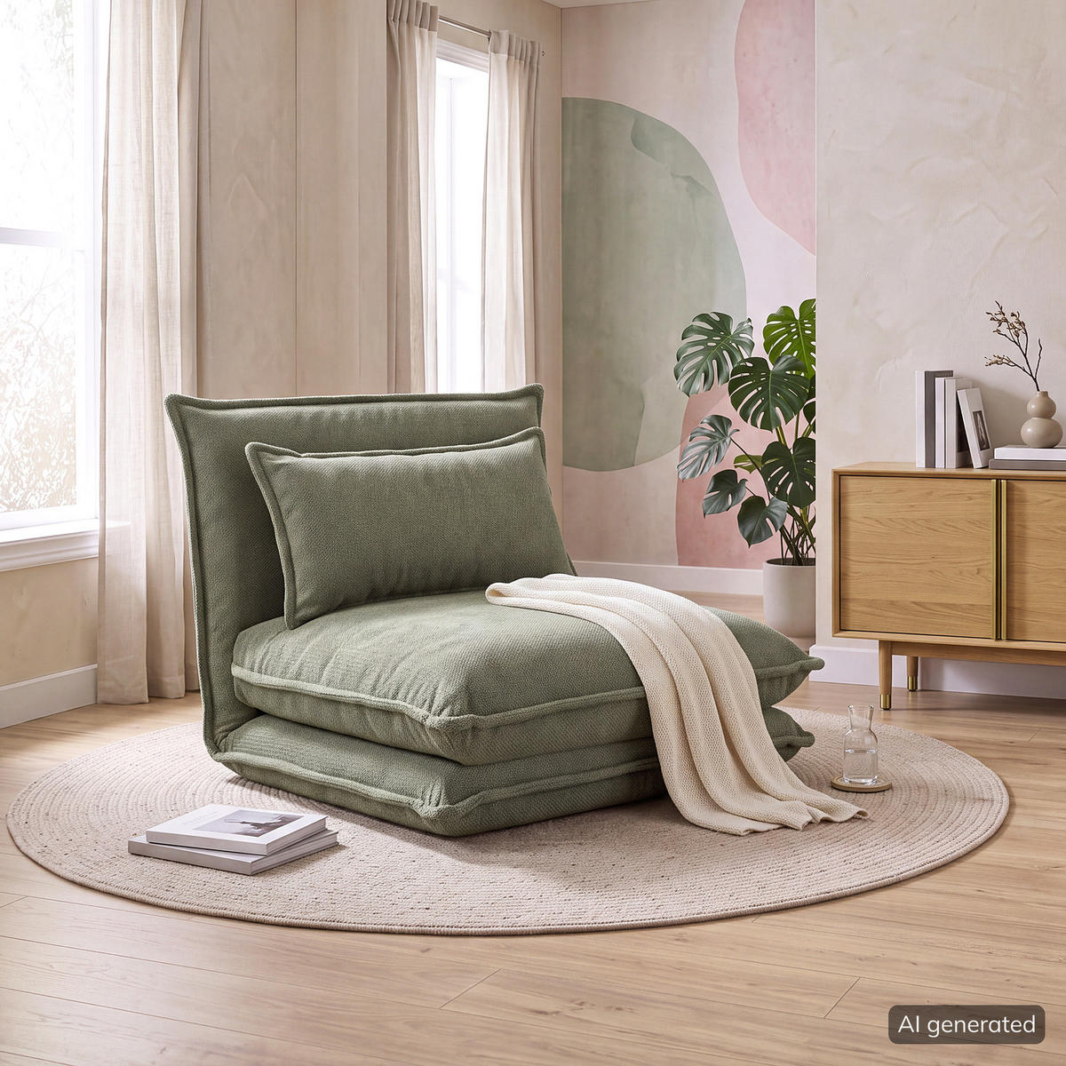 SCHLAFSESSEL - Grün, Textil (78/56/77cm) - home24