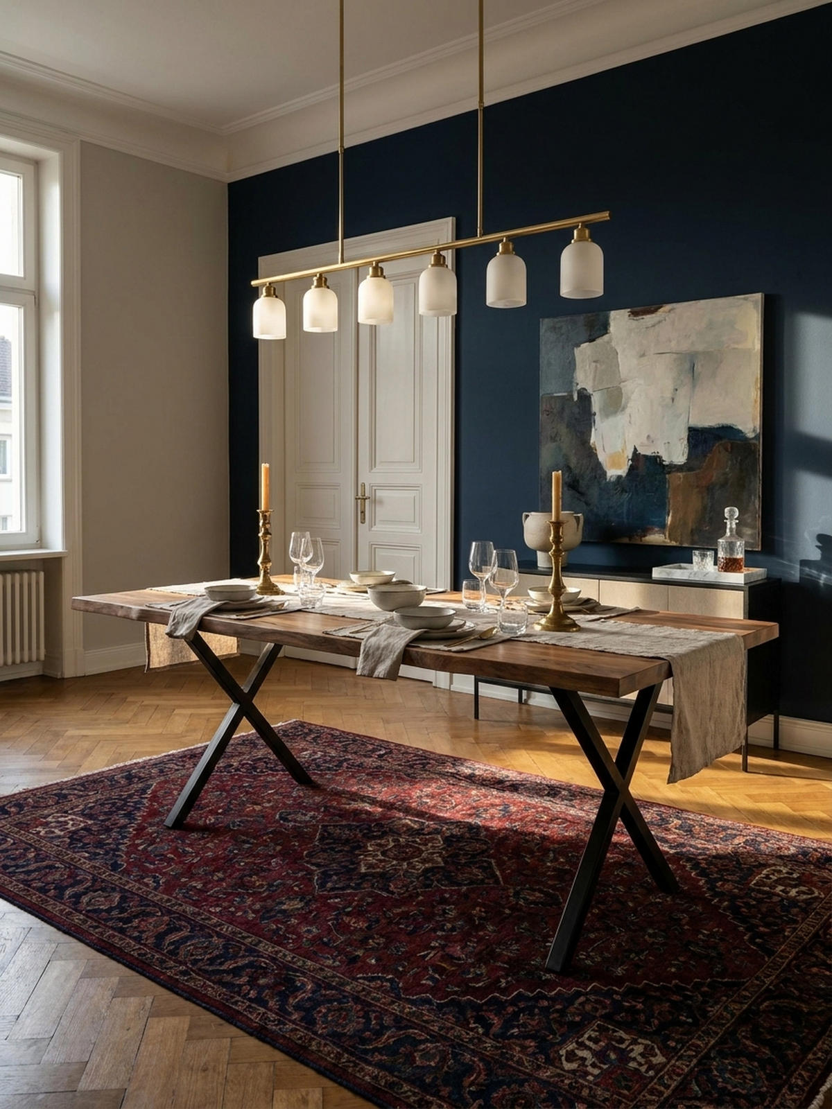 ESSTISCH Massivholz Metall X-Gestell Baumkante Industrial KRETA, Goldbraun-Schwarz 200x100x76 cm - Schwarz/Braun, Holz/Metall (100/200/76cm) - KADIMA DESIGN