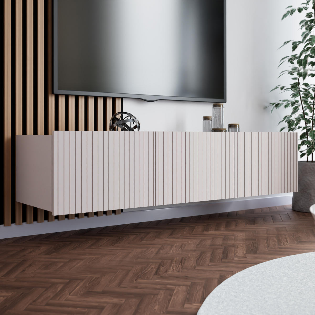 LOWBOARD Kavell mit 2 Türen, 150 cm, stehend/hängend, kaschmir - Kaschmir, Holzwerkstoff (150/37.5/43cm) - Beautysofa