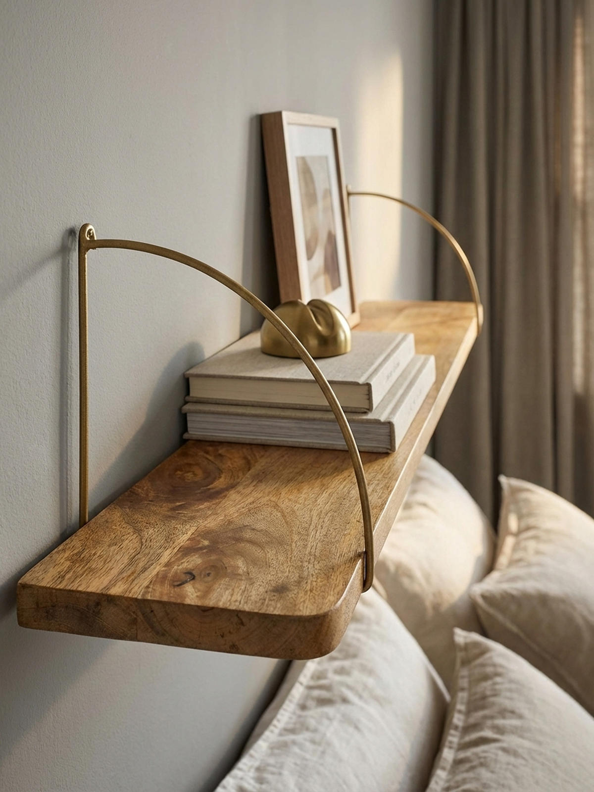 WANDREGAL TEVERE Mango Massivholz Eisen Industrial, Beige 100x22x25 cm - Beige, Holz/Metall (100/25/22cm) - KADIMA DESIGN