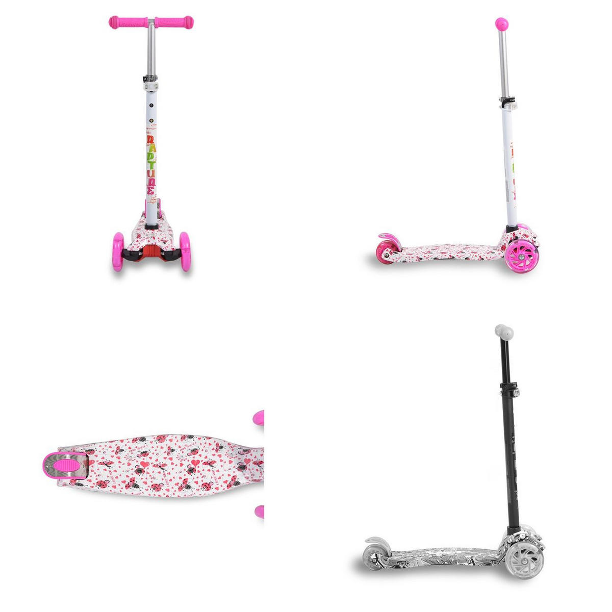 KINDERROLLER Rapture weiß aus Alu, Wassertransferdruck, PU Leuchträder - Weiß, Metall (54/13/87cm)