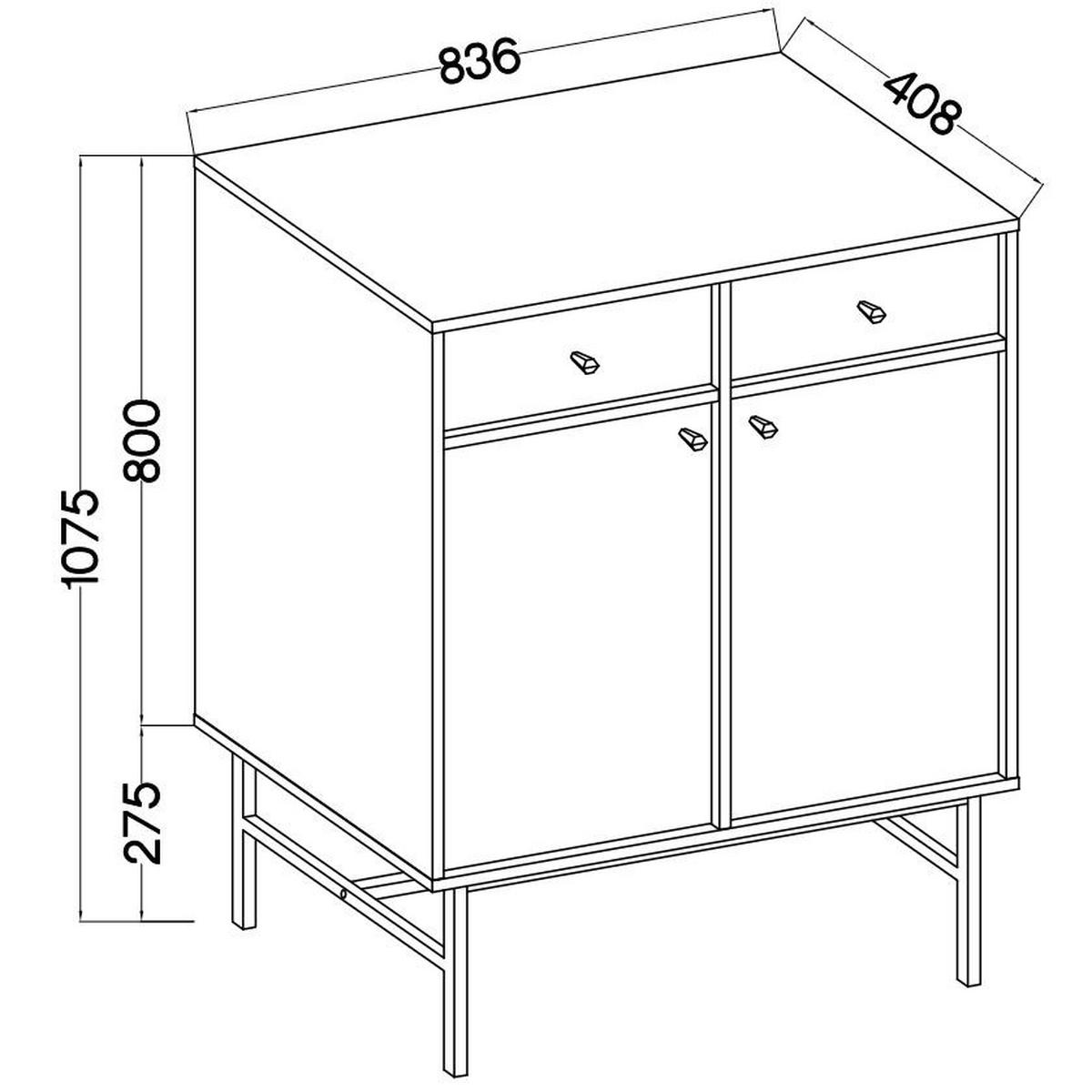 SIDEBOARD TORINO 84/108/41cm mit 2 Schubladen 2 Türen Beige - Beige, Holzwerkstoff (84/108/41cm) - MASSENO