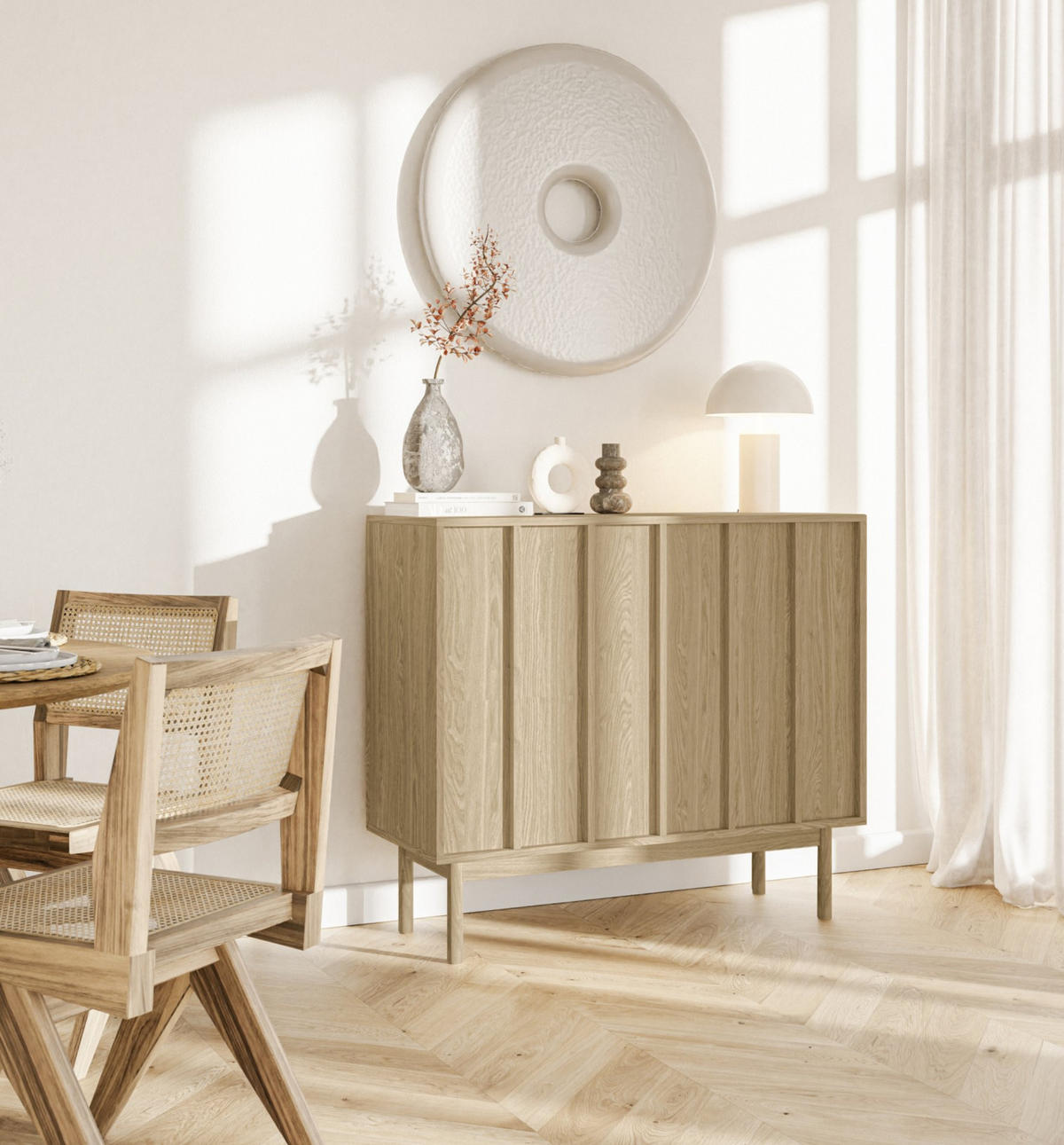 SIDEBOARD Neksto Eichenholzoptik 100 cm - Beige, Holz/Holzwerkstoff (100.2/87/40cm) - Selsey