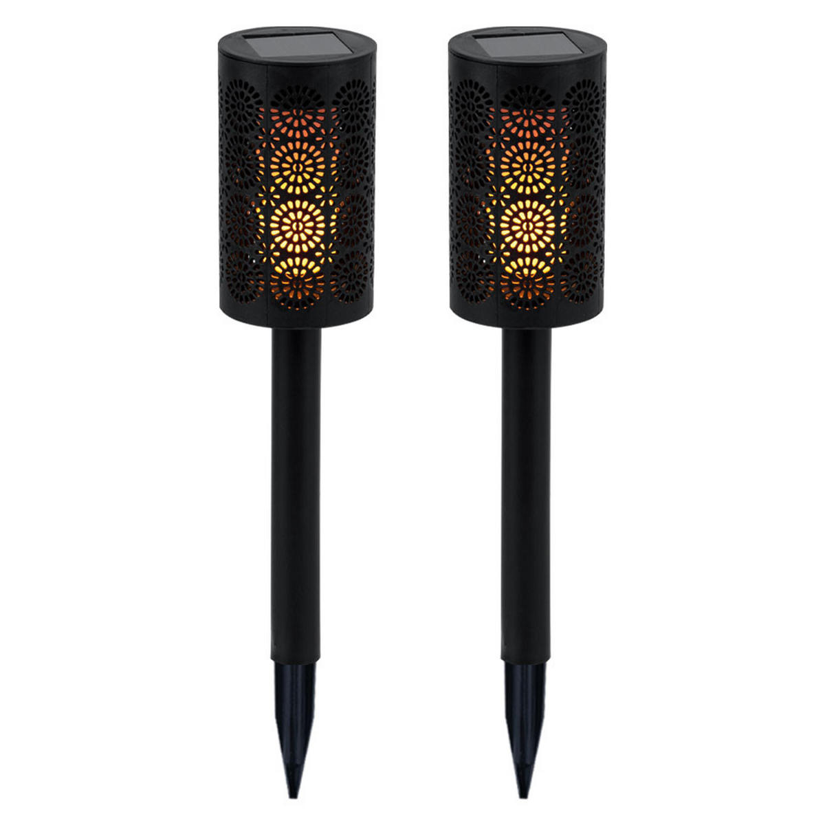 LED AUSSENLEUCHTE Solarfackel Schwarz Kunststoff 2er Set - Schwarz, Kunststoff (6.6/6.6/30cm)