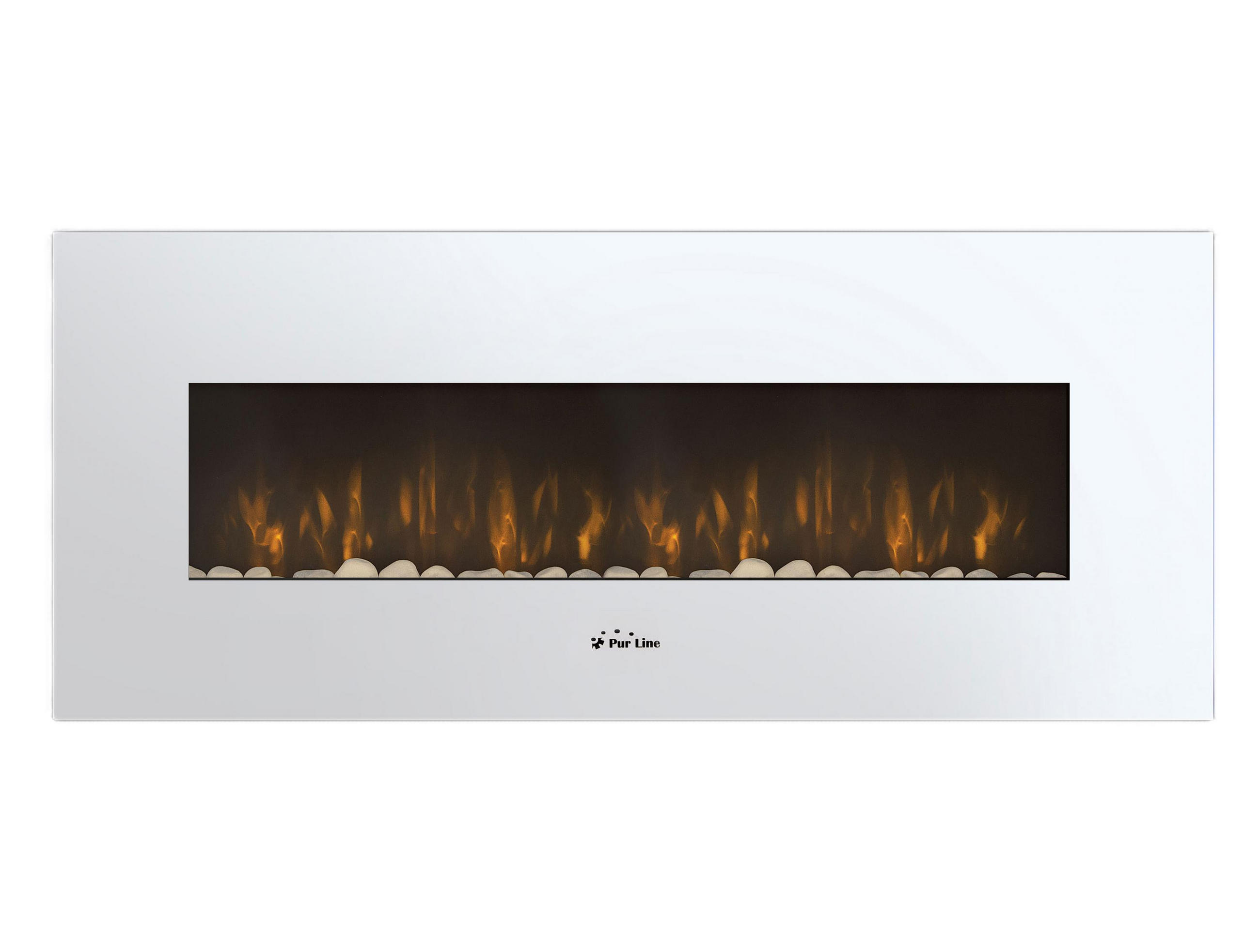 ELEKTROKAMIN Weiß Wandmodell mit Heizung 2000 W - Weiß, Glas (140/56/11cm) - Purline
