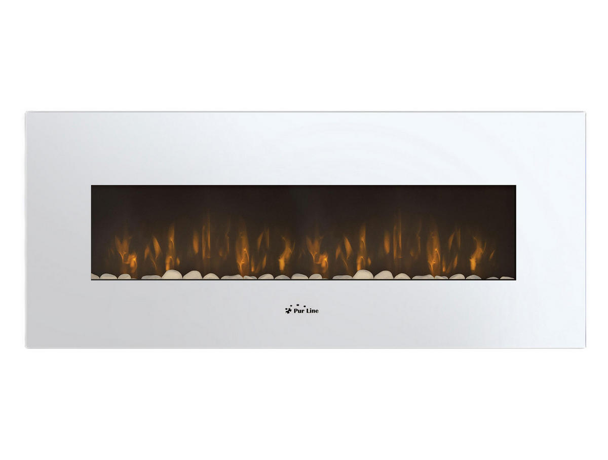 ELEKTROKAMIN Weiß Wandmodell mit Heizung 2000 W - Weiß, Glas (140/56/11cm) - Purline