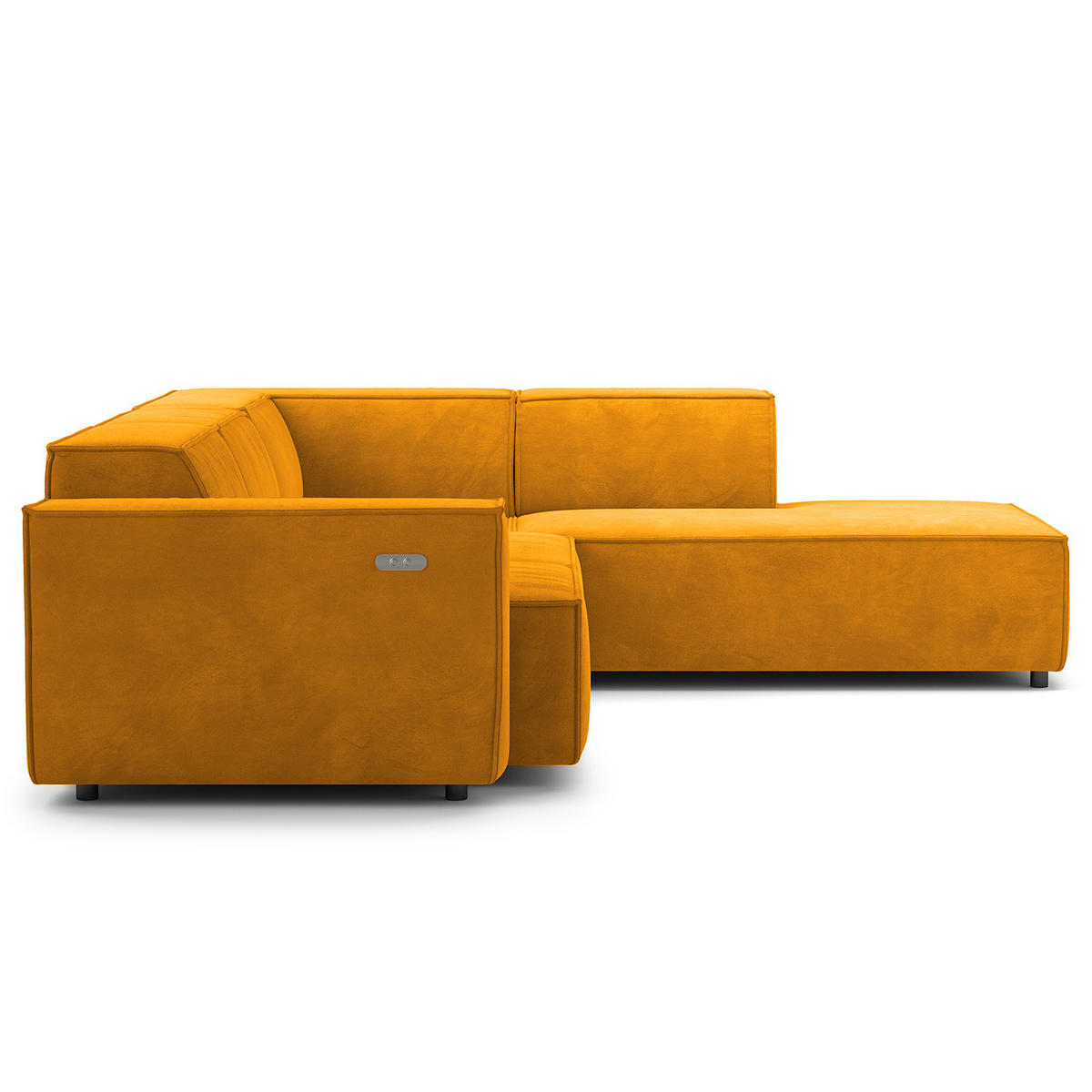 ECKSOFA mit Ottomane - Gelb/Schwarz, Kunststoff/Textil (260/234cm) - home24