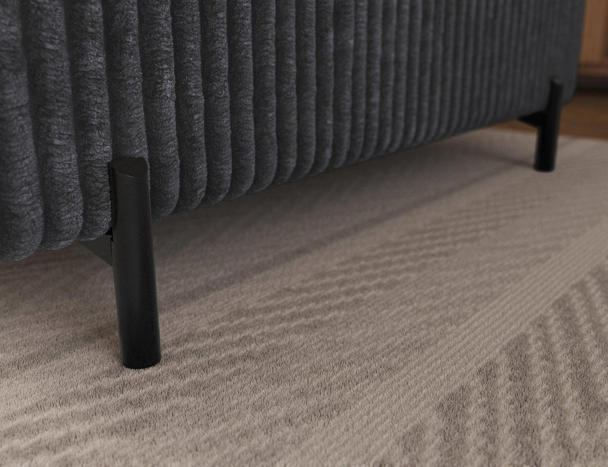 ECKSOFA COLESIO L-Form, Schlaffunktion, Bettkasten, verstellbare Kopfstützen, Wellenfederung, Metallfüße, breiter Cordstoff - Anthrazit/Schwarz, Kunststoff/Metall (269/204cm) - Wohnideebilder