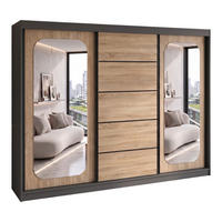 SCHWEBETÜRENSCHRANK BELANO 200 cm. Innenausstattung: Comfort plus - Graphitfarben/Braun, Holzwerkstoff (200/215/59.5cm) - A&J MöbelLand