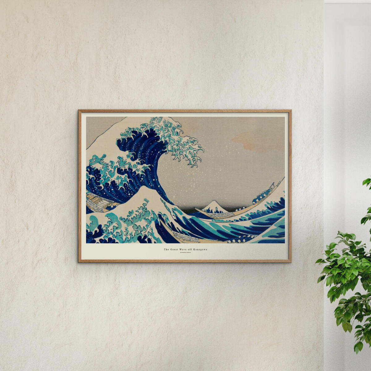 POSTER mit Rahmen A.P. Atelier - The Great Wave off Kanagawa - Blau/Eichefarben, Holz/Papier (30/40cm) - Poster&Frame