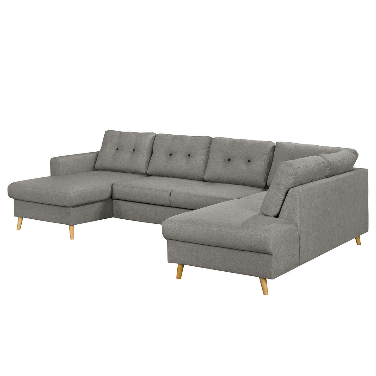 WOHNLANDSCHAFT mit Longchair - Grau, Textil (290/90/200cm) - home24