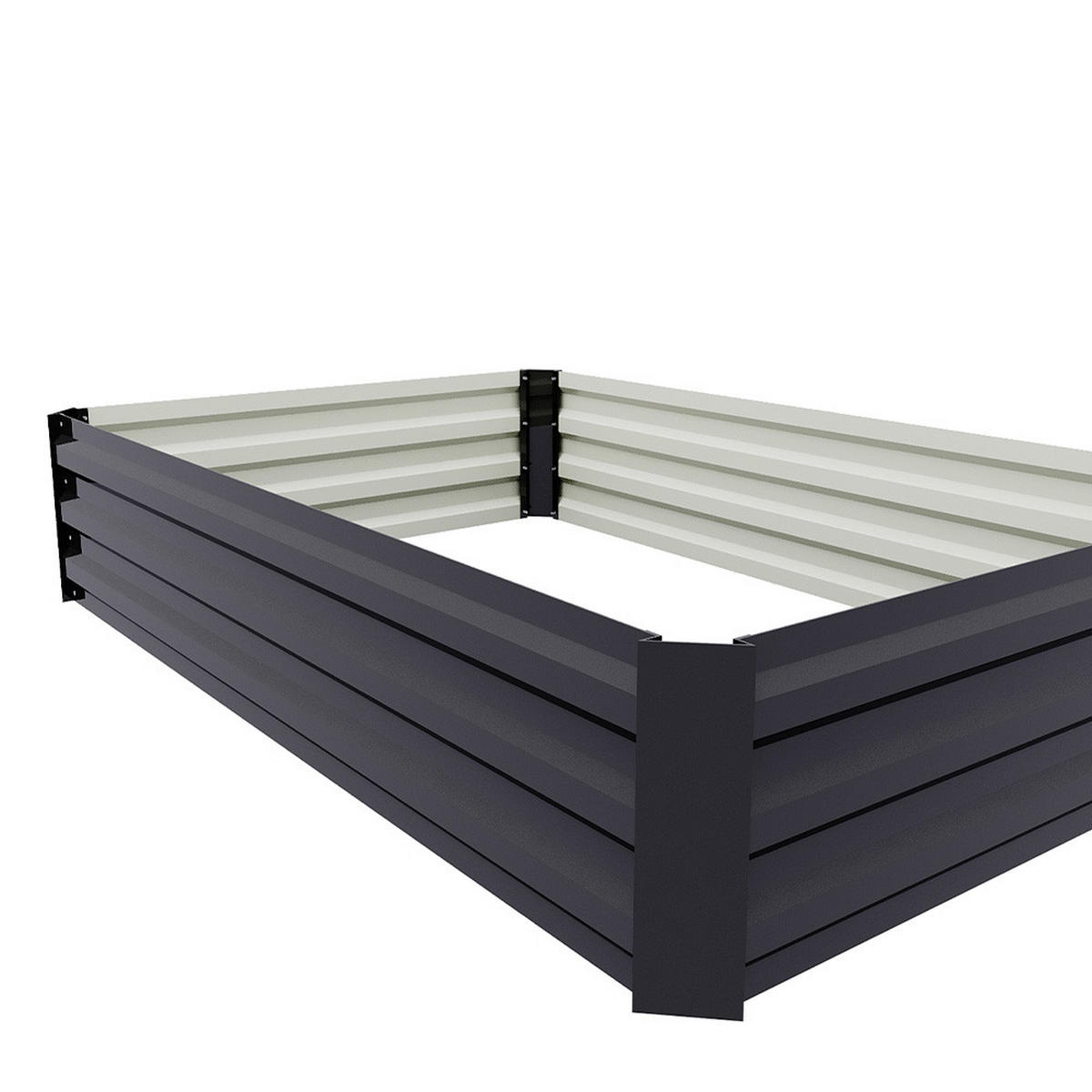 HOCHBEET-PFLANZKASTEN aus verzinktem Stahl in Anthrazit Creme Rechtekig für Garten Balkon 120x90x30cm 5,2 kg - Dunkelgrau, Metall (90/30/120cm) - Livingandhome