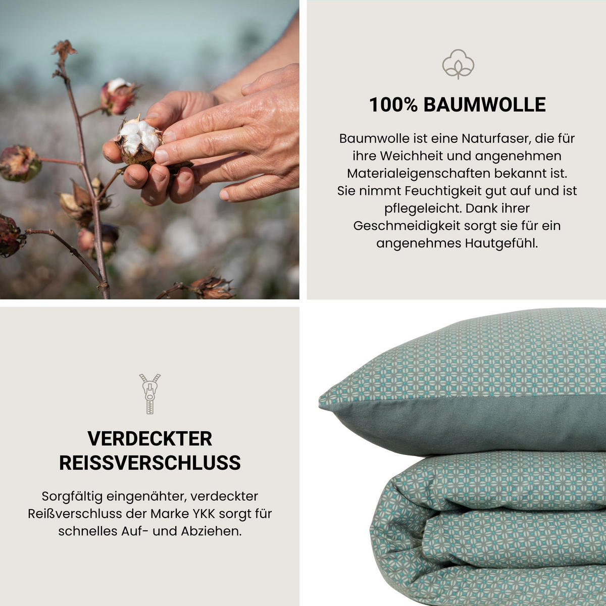 BETTWÄSCHESET Lucy - Feinbiber - 2-teilig - 155x220 cm - Petrol - Petrol, Textil (155/220cm) - SCHIESSER
