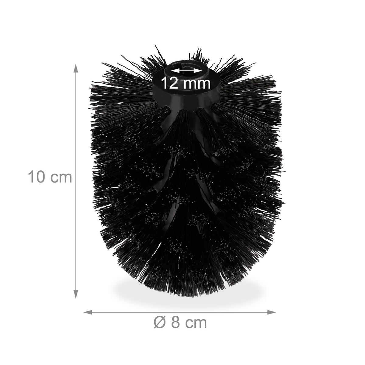 9xERSATZBÜRSTENKOPF - Schwarz, Kunststoff (8/10cm) - Relaxdays