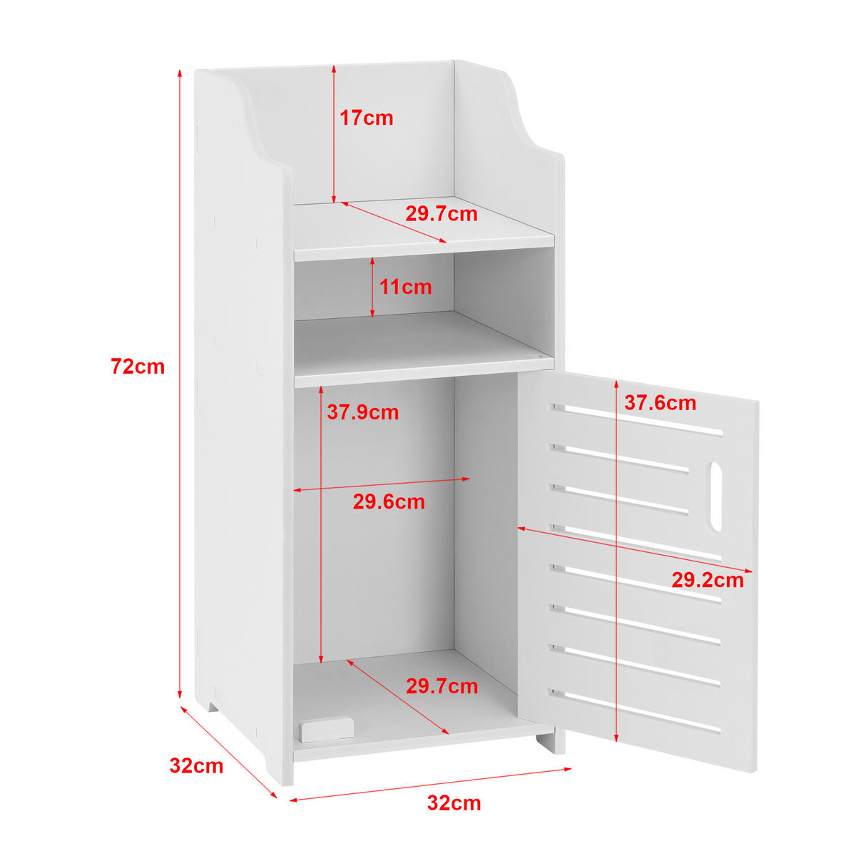 BADEZIMMERSCHRANK Skara - Weiß, Kunststoff (32/72/32cm) - [en.casa]